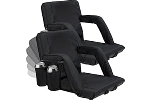 Rengue 2-Pack Stadium Seats for Bleachers with Back Support, Reclining Adults Camping Stadium Chair, Foldable Bleacher Seat Cushions, Extra Thick Padded Outdoor Chairs for Events & Games