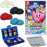 Kirby’s Return to Dream Land Deluxe for Nintendo Switch (US Version), with PremGear Thumb Grips (8 pack - Black, Blue, Red & Clear), 24 Slot Game Card Holder & Cleaning Cloth