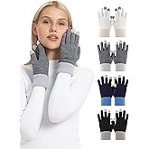 ORVINNER Winter Gloves for Women, 4 Pairs Womens Touch Screen Warm Lining Stretchy Thermal Knitted Gloves for Cold Weather