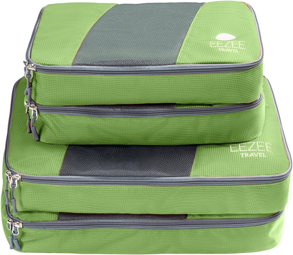 EEZEE Anti-Tear Packing Cubes with Two-Way Separating Zip, Durable Clothes Organizer Bags for Travelling, 4pcs Set (2 × Large, 2 × Medium)