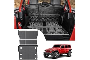 Utiiy Cargo Mat Fit for 2018-2024 Jeep Wrangler JL Unlimited 4X4 with Subwoofer Cargo Liner Anti-Slip Trunk Mat TPE Seat Back Protector Cover for Wrangler JL 4dr Accessories(Cargo Mat+Backrest Mat)