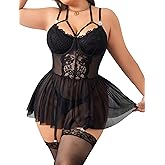 Alrovetoney Plus Size Lingerie For Curvy Women Ruffle Lingerie Set Sexy Lace Lingerie Set Garter Belt With Stockings
