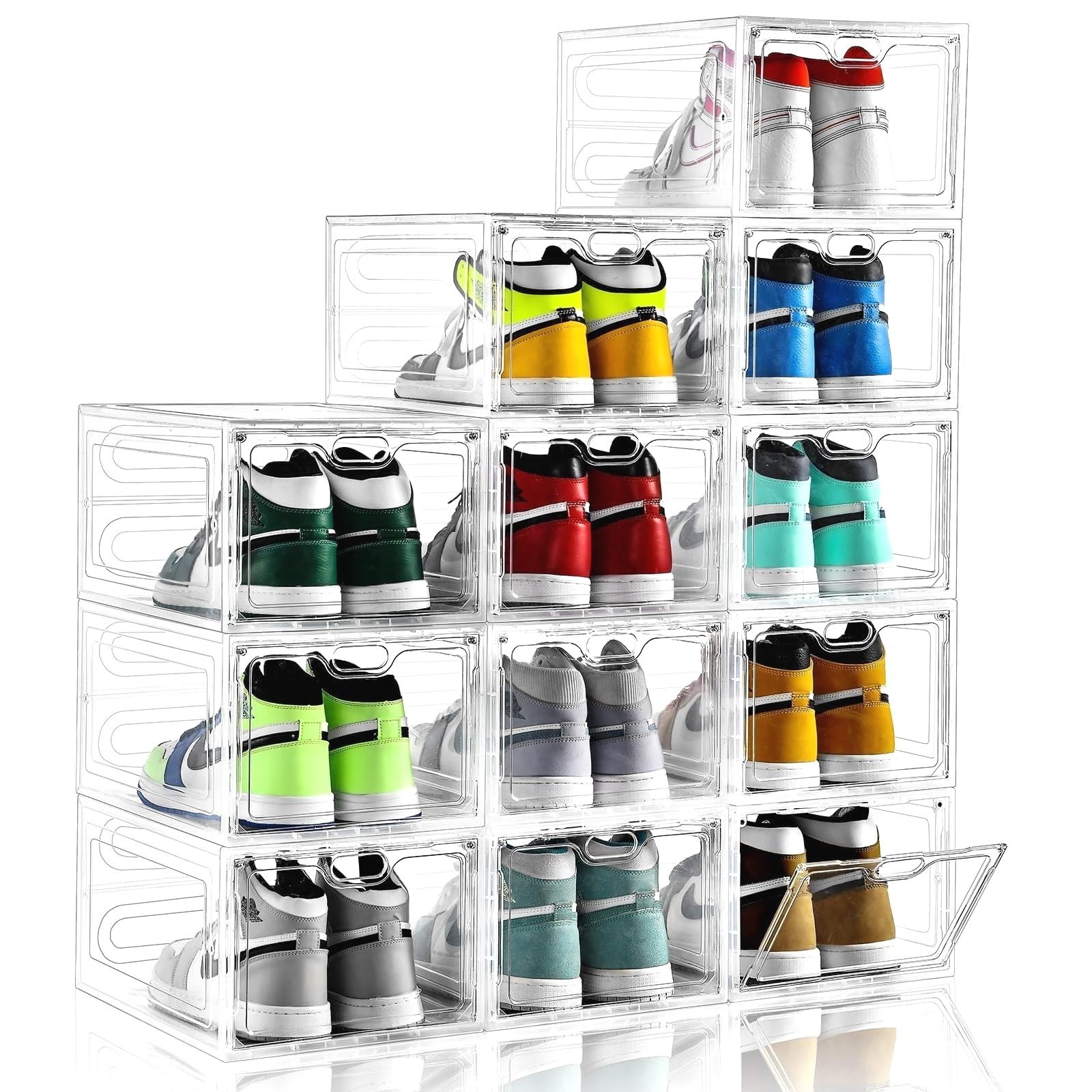 INSTY 12 Pack Large Shoe Storage Box, Clear Shoe Storage Organizer with ...