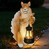 Solar Garden Statues Outdoor Decor – Cute Squirrel Statue with LED Lights, Waterproof Animal Figurine Lawn Ornament for Yard, Patio or Porch, Garden Decor Gift for Women & Mom