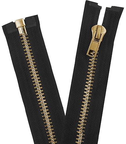 Two 7 Inch Brass Jeans Zipper YKK Number 5 Gold Colored