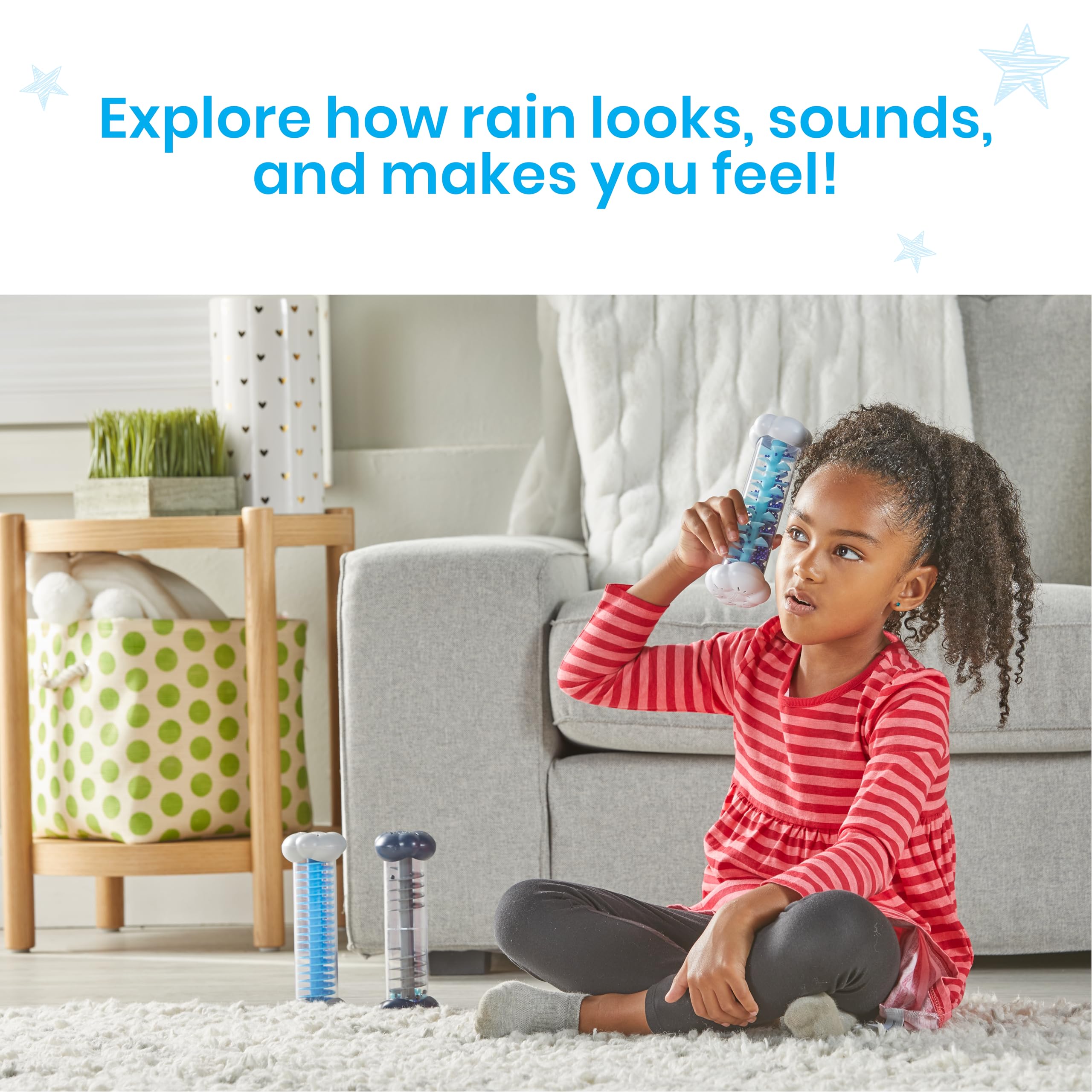 hand2mind Calming Sounds Sensory Tubes, Rain Sound Fidget Tubes, Rain Stick Instrument, Toddler Sensory Toys, Calm Down Corner Supplies, Science Classroom Weather Toys, Play Therapy Activities