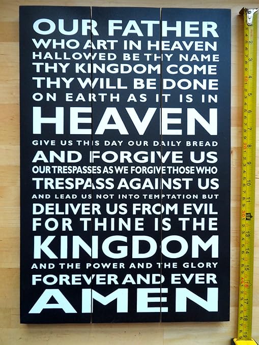 The Lords Prayer Large Hanging Wooden Wall Art Sign Gift 45 x 30cm