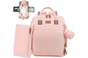 ROSEGIN Baby Bag for Girl Boy - Diaper Bag Backpack with Changing Pad, Pacifier Case, Diaper Backpack for Toddler, Travel Cute Diaper Bag for Mom Dad, 30L Large Capacity, Pink