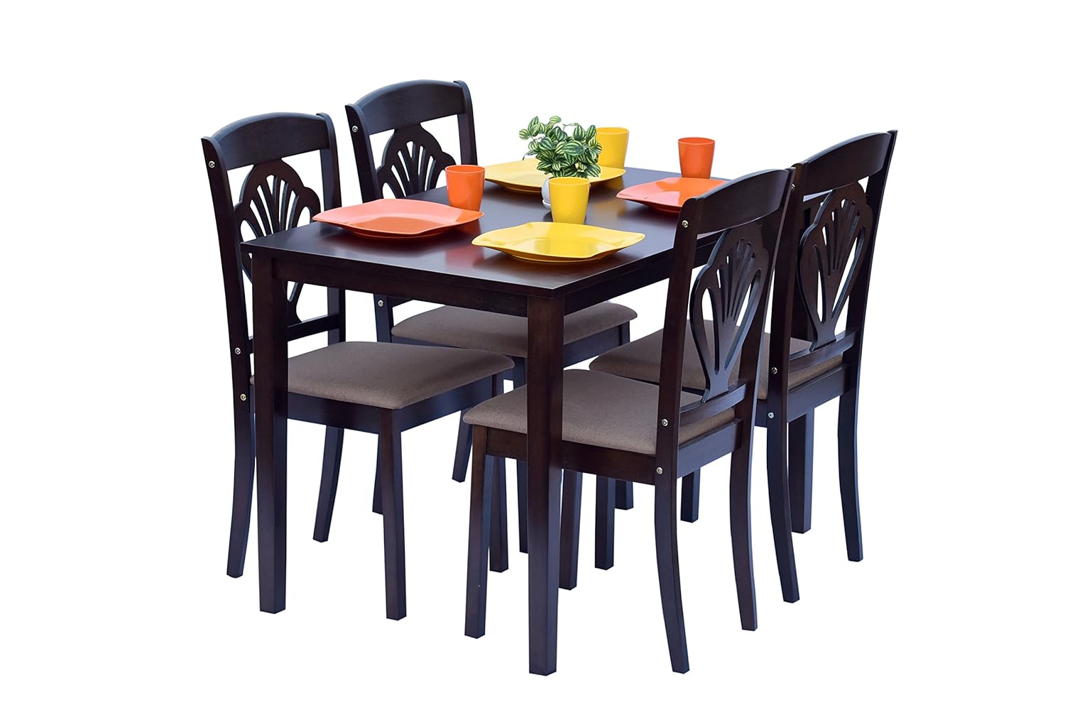 Deckup Vivanta Four Seater Dining Table Set Rubber Wood Wenge Amazon In Furniture