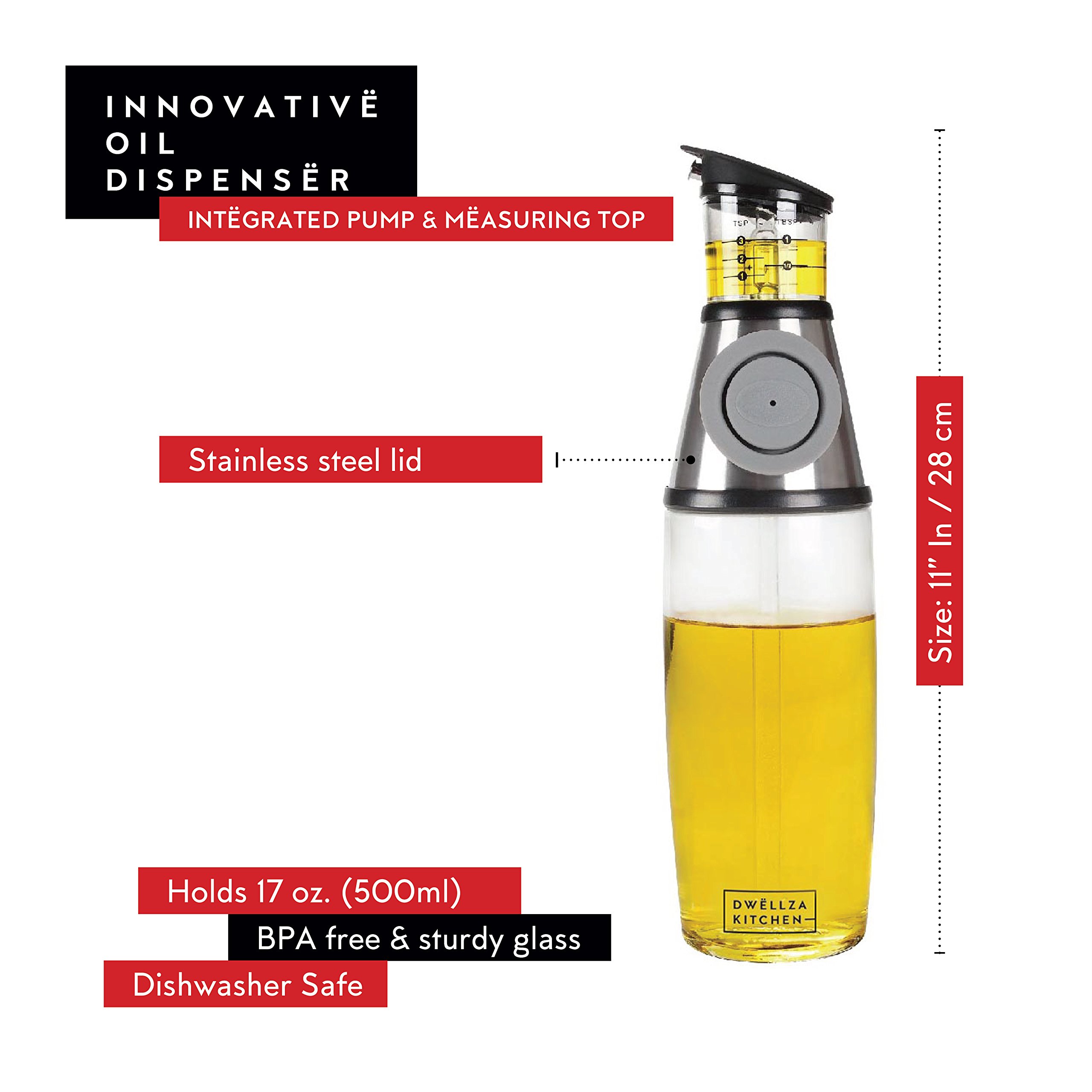 DWELLZA KITCHEN Olive Oil Dispenser and Oil Sprayer for Cooking Set