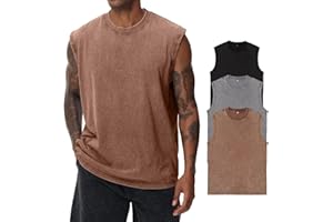 KEEPSHOWING Mens Cotton Sleeveless Tank Tops Cut Off Muscle Gym T Shirts Running Beach Loose Fit Tees