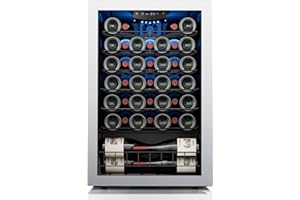 Ca'Lefort Wine Fridge, 47 Bottles Wine Cooler with Digital 38-65℉ Temper Control, Wine Cooler Refrigerator Freestanding and Under counter with Anti-U V Glass Door for Home Office Dorm