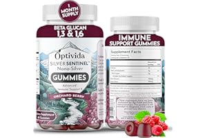 Optivida Nano Silver Immune Support Gummies (60 Count) – Beta Glucan Supplements for Daily Immune Support, Orchard Berry Flavor for Immune Health, Colloidal Silver Supplement with Beta Glucan 100
