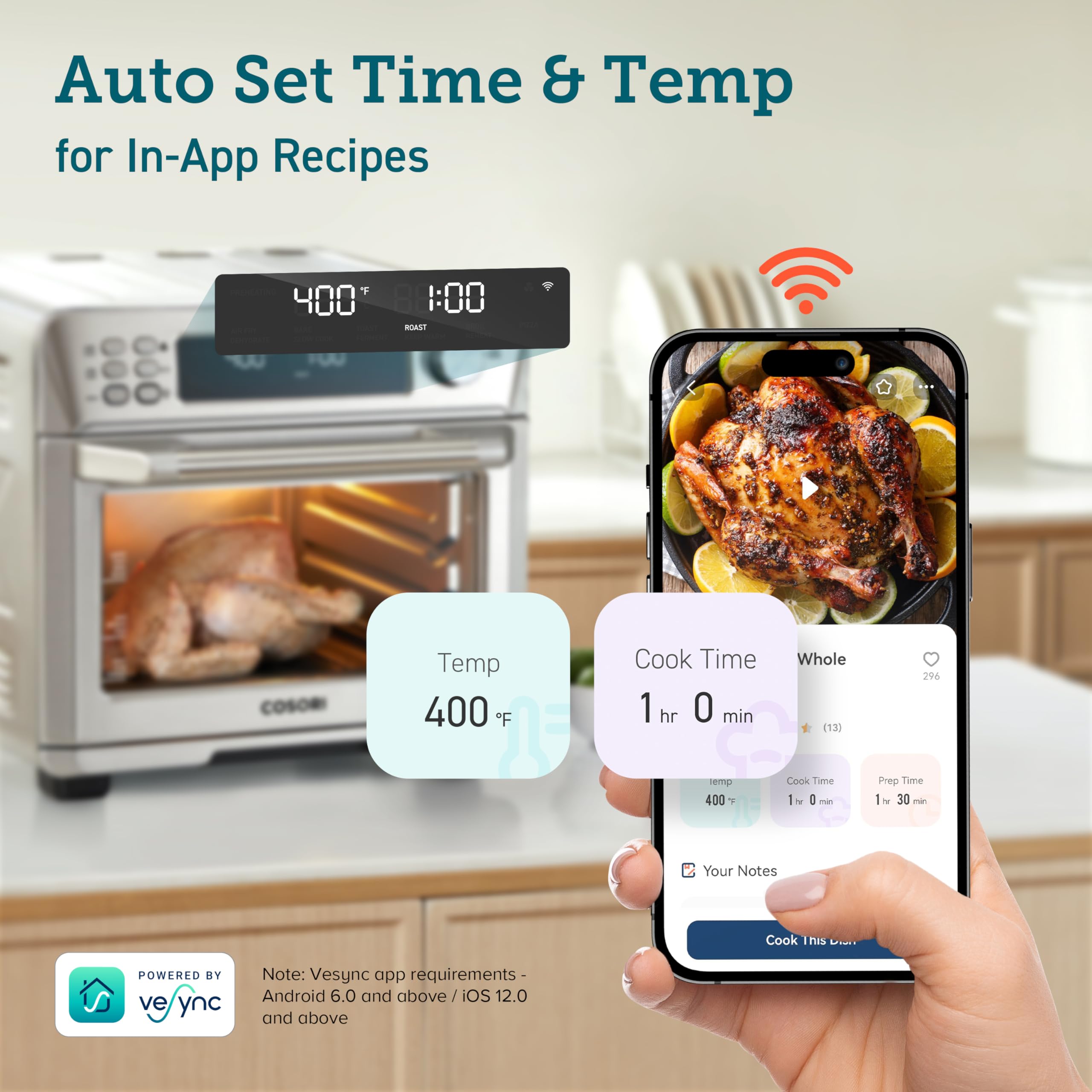 COSORI Smart 12in1 Air Fryer Toaster Oven Combo, Airfryer Convection