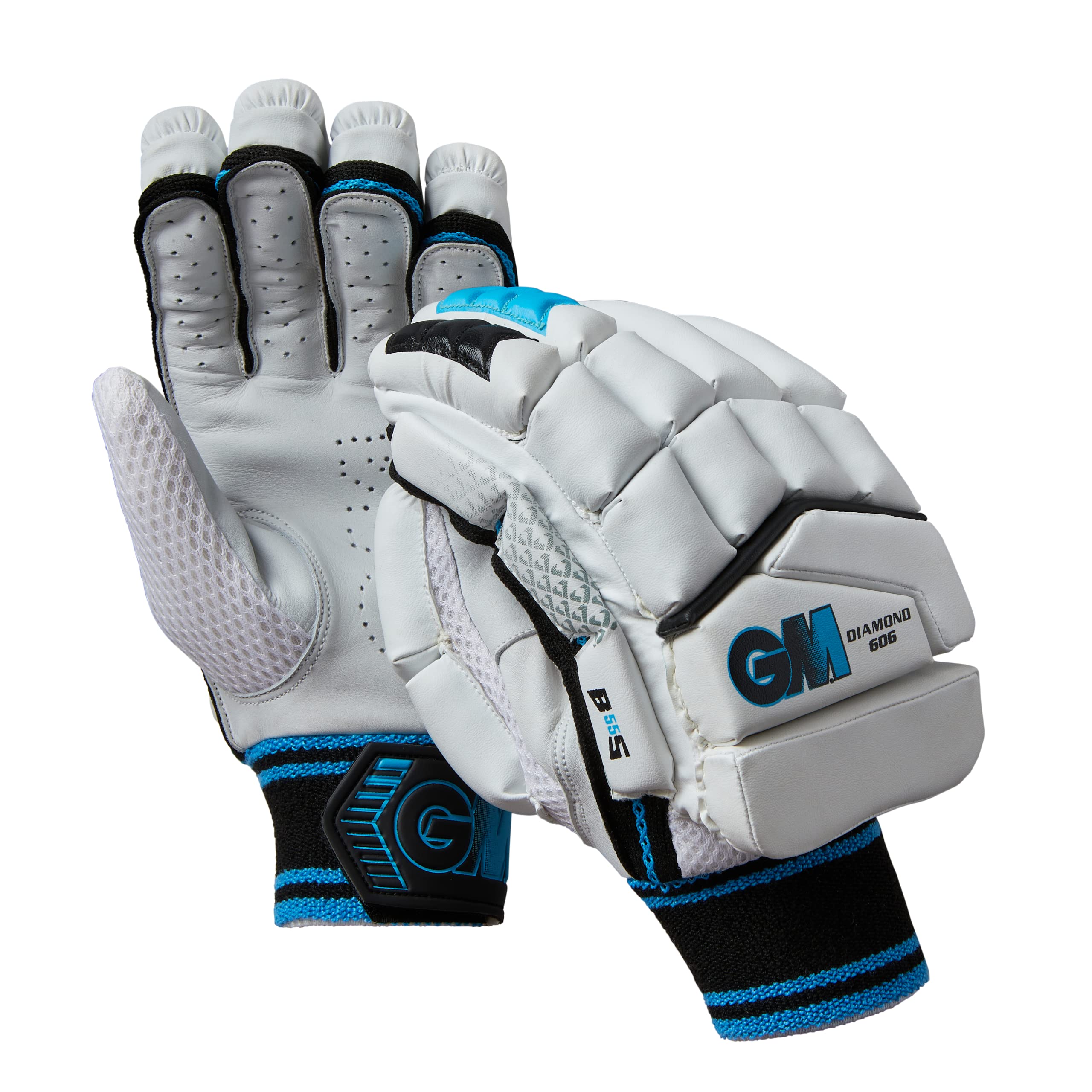 Gunn & Moore GM Cricket Batting Gloves, Ben Stokes Diamond, 606, Black/Blue, Junior Left Handed, 1 Pair, 51942318