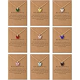 Kprusoian 9Pcs Bohemian Butterfly Pendant Necklace Set,Dainty Adjustable Acrylic Colorful Insect Chain Necklace Minimalist Choker Necklace for Women Lover Jewelry