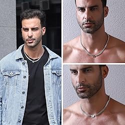 DuoDiner Letter L Necklace for Men Boy Silver