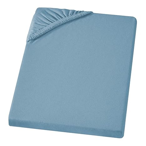 Carpe Sonno Formstabiles Jersey Laken 180 x 200 cm bis 200 x 200 cm blau 100% Baumwolle 15 cm bis 23 cm Steghöhe Leintuch mit
