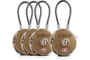 Savior Equipment Quality TSA-Approved 3-Digit Combination Cable Travel Luggage Locks for Rifle Bag Firearm Gun Case Accessories Ammo Boxes Outdoor Storage, RAL 8000 Tan, 4-Pack