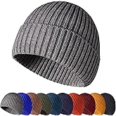 Winter Beanie Hat for Men & Women - Warm Stretchy Skull Cap, Thick Knitted Cuffed Beanies for Cold Weather