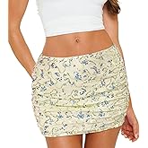 JASGOOD Women's Sequin Mini Skirt Glitter Ruched Bodycon Low Rise Short Skirts for Holiday Party Concert