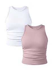 OQQ Women's 2 Piece Tank Tops Crew Neck Sleeveless