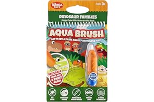 KangaToys Dinosaur Families Aqua Brush Activity Book - Reusable Water Coloring, Travel-Friendly Fun for Kids