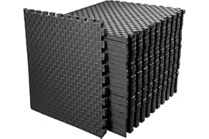 Elevon Puzzle Exercise Gym Flooring Mat,1" Thick EVA Interlocking Foam 18 Tiles Workout Mat for Home Gym, 72 Sq Ft, Midnight