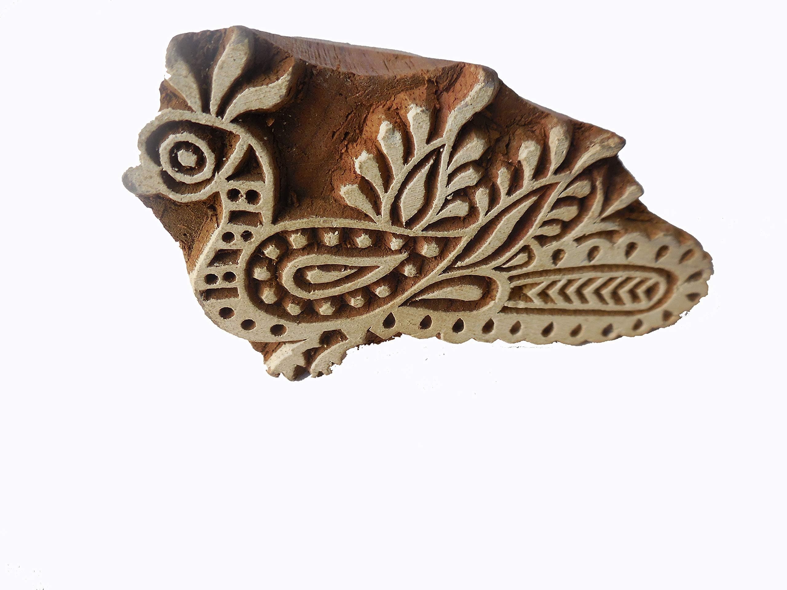 Handmade Print Blocks LIEF Shaped Wood Stamps - Fabric Textile Paper Pottery Block Printing Stamp ((4 × 2) mm)