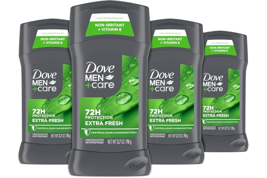 Dove Men+Care Antiperspirant Deodorant Stick for Men 4 Count Extra Fresh with 72-hour Sweat & Odor Protection with 1/4 Moisturizing Cream & Long-lasting Citrus scent 2.7 oz
