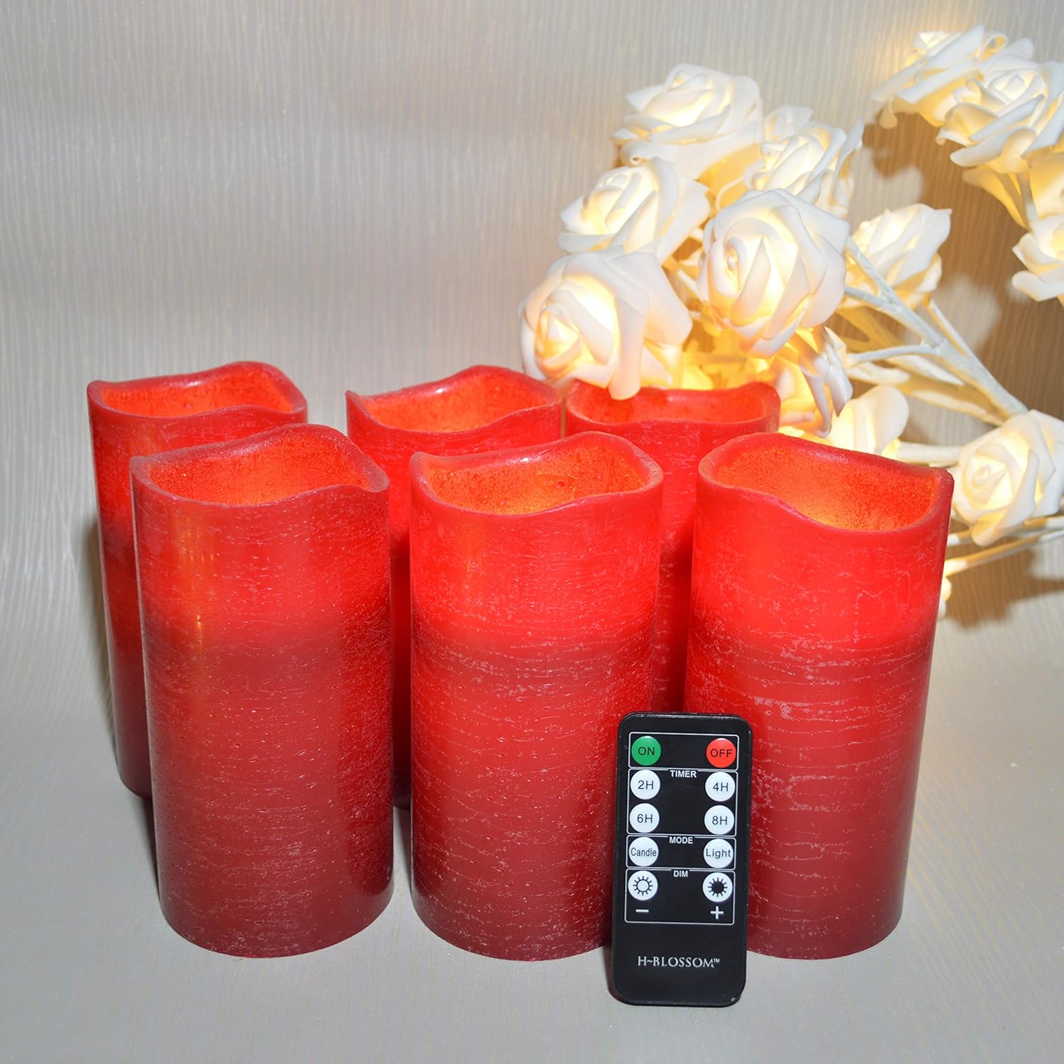 Flameless Candles Battery Operated Red Rustic Real Wax