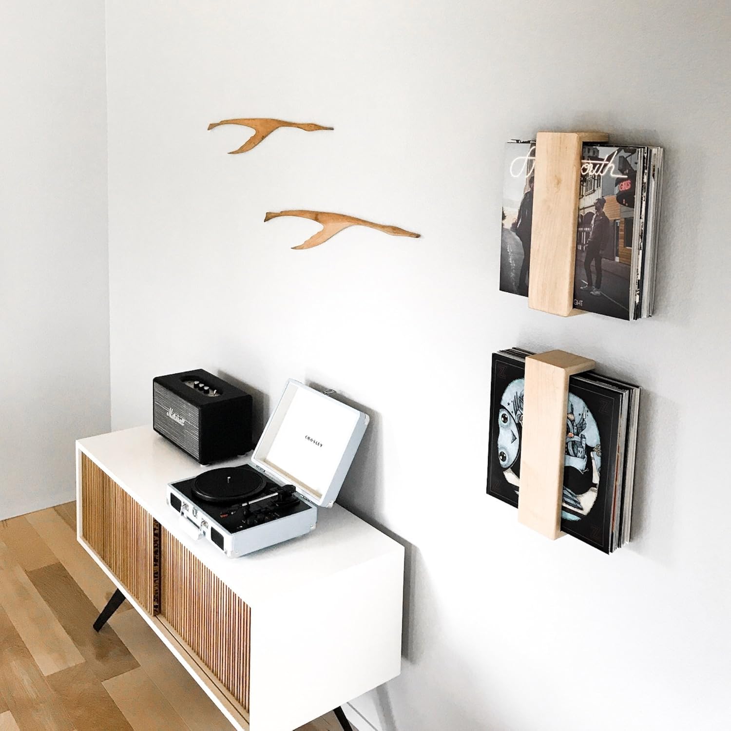 Amazon Com Floating Vinyl Record Shelf Ash Wood Handmade