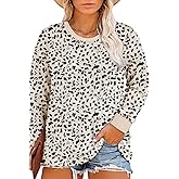 Eytino Plus Size Tops for Women Long Sleeve Crewneck Polka Dot Print Oversized Pullover Shirts Blouse(1X-5X)