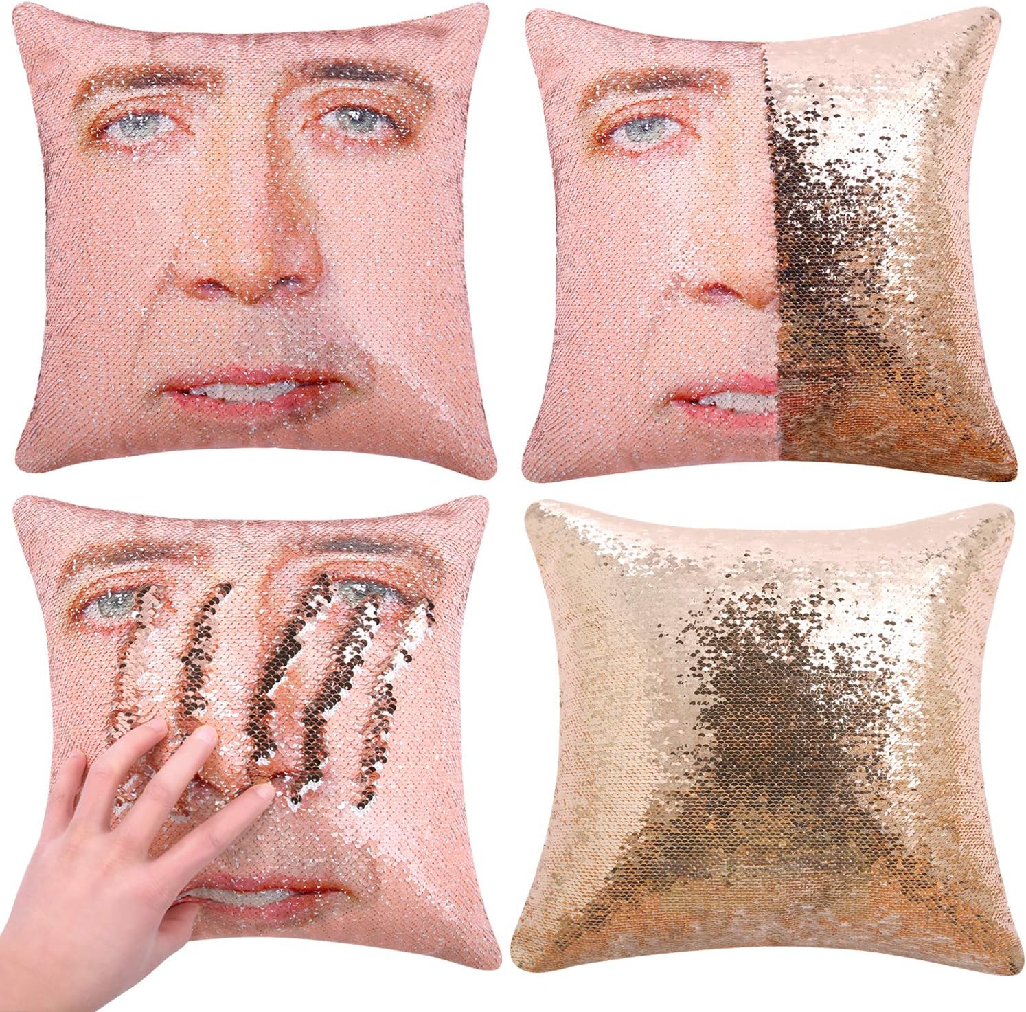 ROZKITCH Sequin Home Decor Pillow Cover Pattern Throw Pillow Case Sofa Cushion Cover 15.7”15.7”Magic Reversible Sequin Pillowcase Mermaid Cage#1-Gold(Cover Only)…