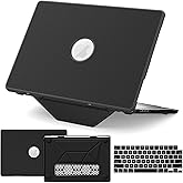 KAIJIAbox Compatible for MacBook Air 13/13.6 inch Case 2026-2022 M4 M3 M2, Foldable Stand | Keyboard Cover | Mouse Pad | PU Leather Plastic Hard Shell | Closes Seamlessly | Anti-Cracking, Black