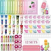 120 PCS Spa Party Supplies for Girls, Spa Party Favors Include Face Masks Skincare, Hand Cream, Lip Balm, Under Eye Patches, Lip Mask, Foot Bath Bombs, Bulk Birthday Sleepover Party Supplies for Women