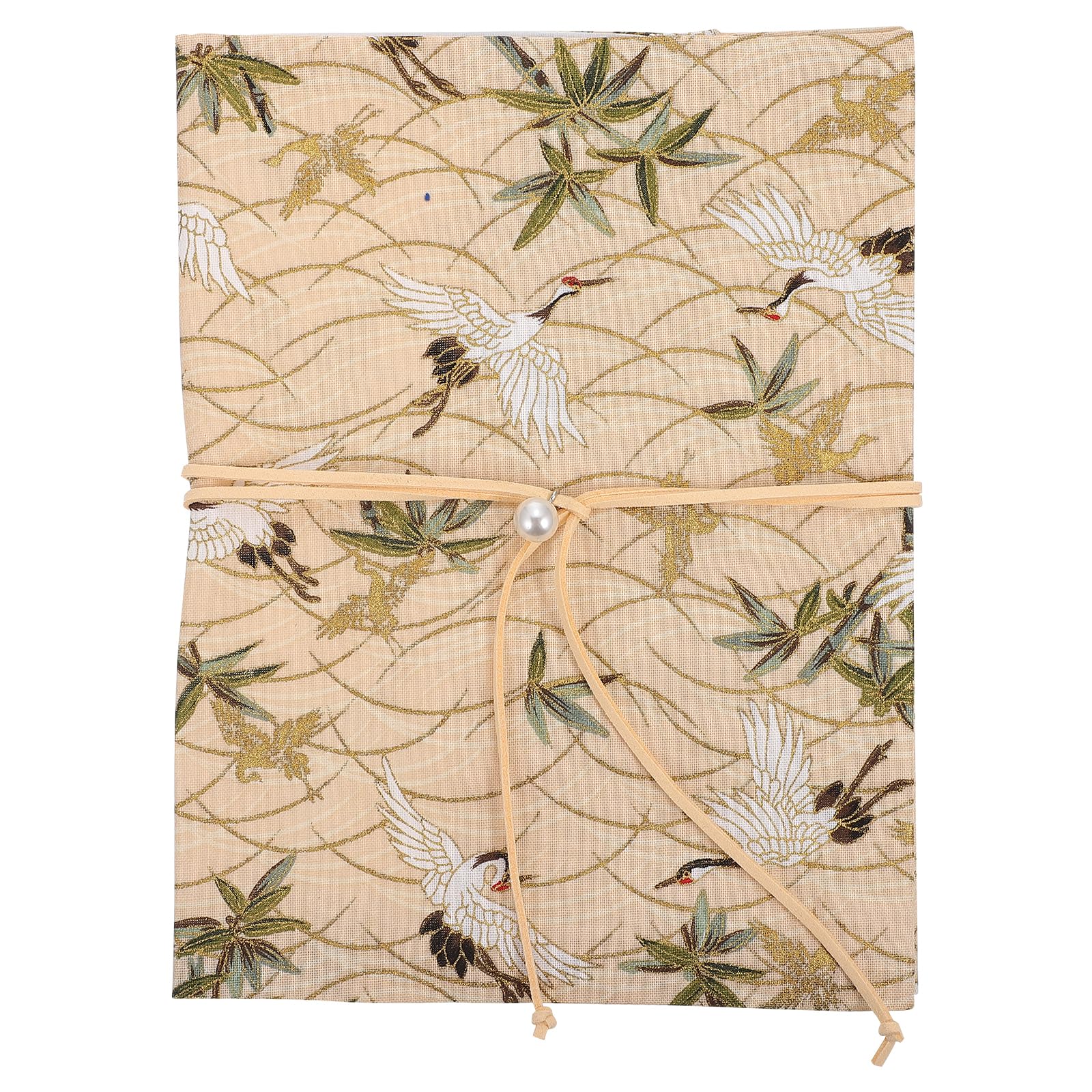 Operitacx 1pc Crane Cloth Slipcase Books for Decor Decorative Book Sleeve A5 Cover Student Stationery Protector Cover Beige Student Jacket Cloth