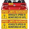 (2 Pack) Red Vehicle Speed is Monitored by GPS Speed Limits are maintained Magnet Sticker 10"x3.5" Highly Reflective Premium Quality Car Safety Caution Sign