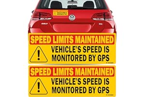 TOTOMO Red 2pk Vehicle Speed is Monitored by GPS Speed Limits are maintained Sticker 10"x3.5" Highly Reflective Premium Quality Car Safety Caution Sign #SDM-14R