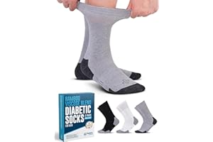 Doctor's Select Bamboo Viscose Diabetic Socks for Men - 3 Pairs Crew Diabetic Neuropathy Socks for Men | Mens Diabetic Socks