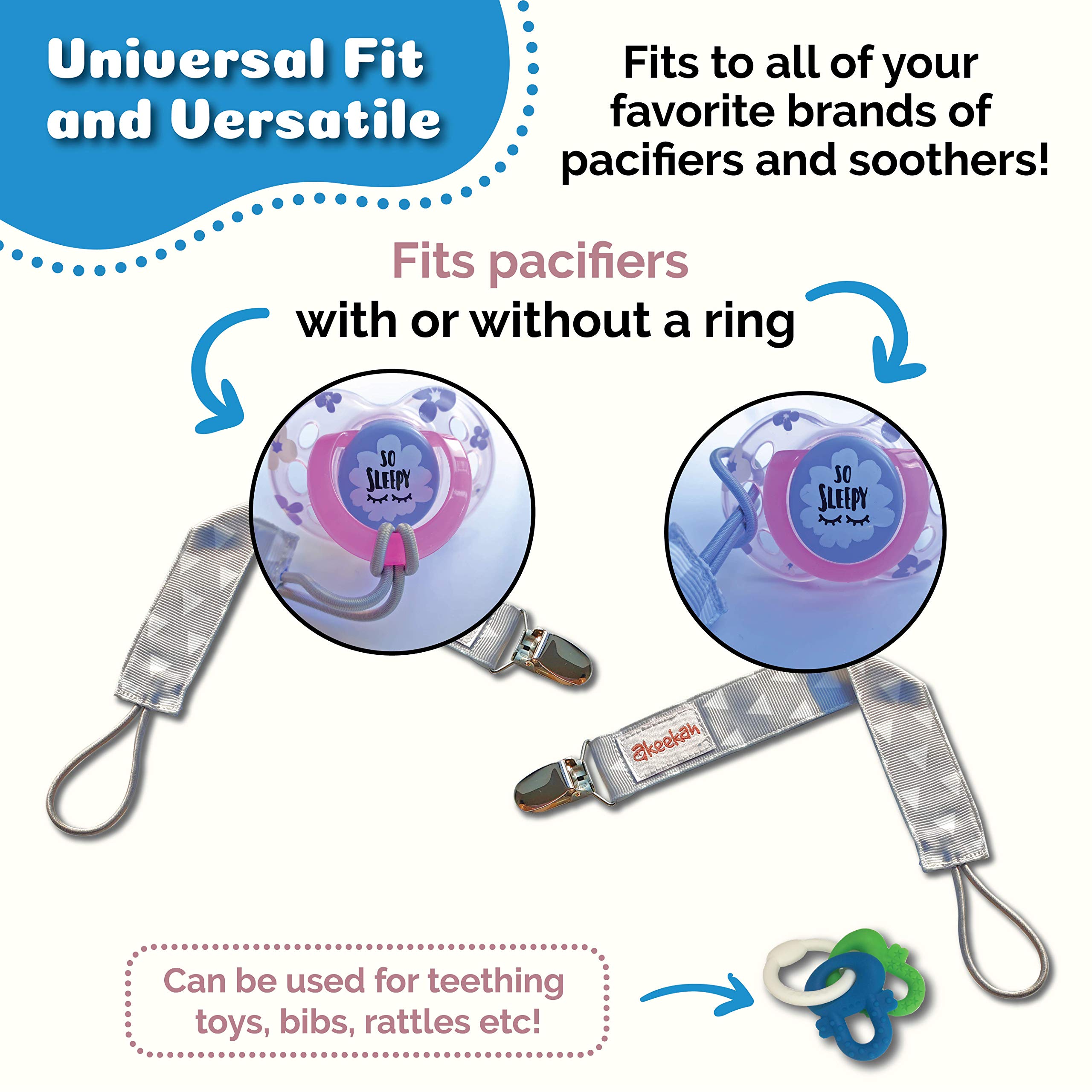 Baby Dummy Clips Boys and Girls by Akeekah® 4 Pack in Luxury GiftBox