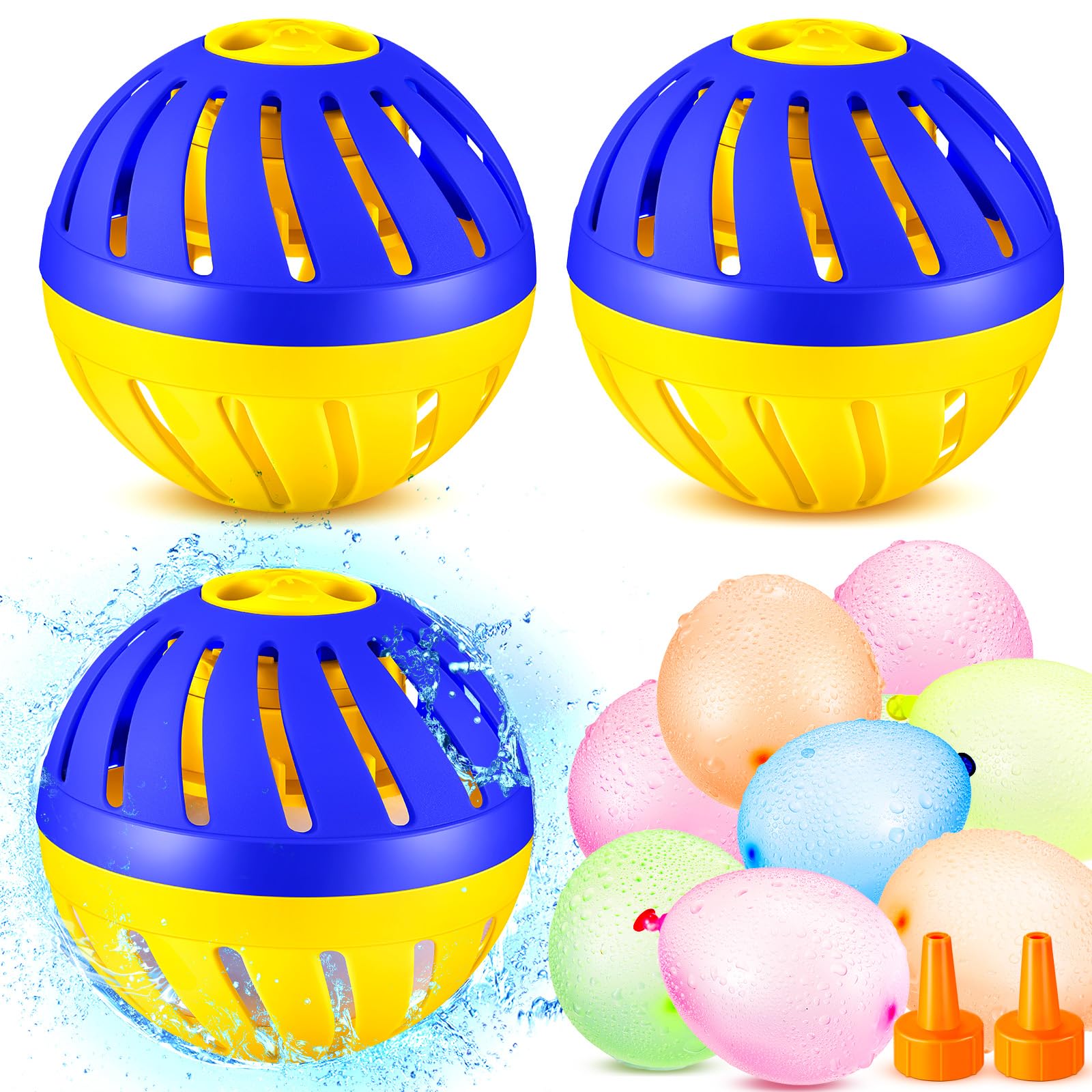 Photo 1 of Vertintong 3 Pieces Water Timer Bomb with 150 Balloons Water Toy for Summer Outdoor Pool Beach Activity Games Prank Party Supplies Favors (Blue,Yellow)