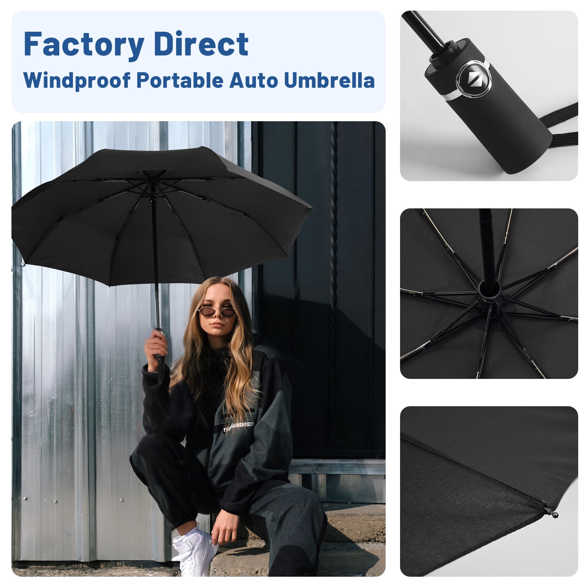SY COMPACT Travel Umbrella - Windproof Automatic Compact Umbrella, Lightweight Waterproof Design for Backpack, Car & Purse