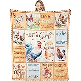 Poekuao Chicken Blanket for Women, Chicken Lovers Gifts, Funny Themed Gift, Christmas Birthday Blankets for Kids Adults, 50"x60"