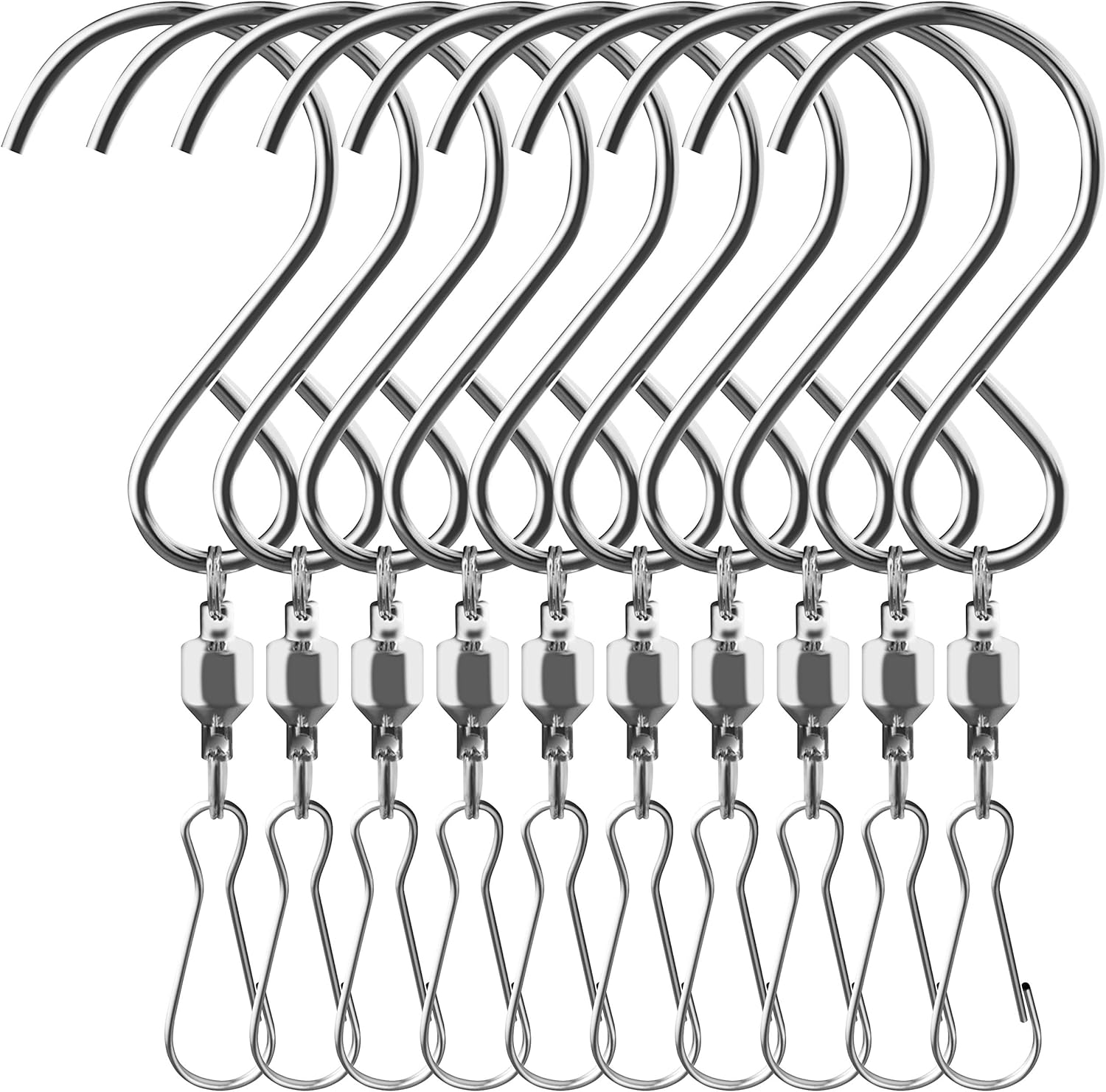 10 Pack Swivel Hooks Clips Smooth Spinning for Hanging Wind