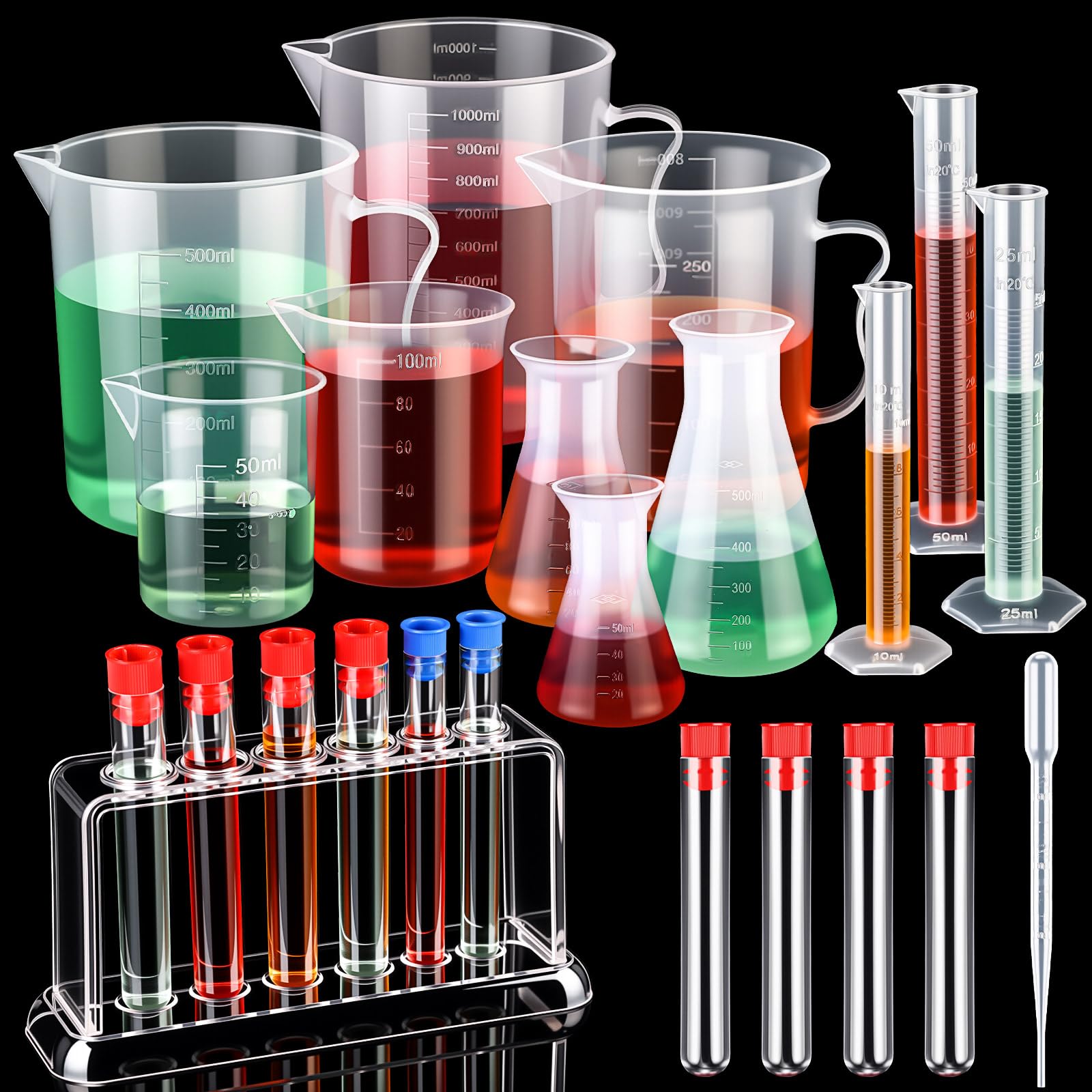 Baderke 28 Pcs Beakers and Test Tubes Set Including