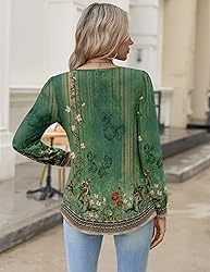 Zeagoo Women's Dressy Casual Tops Floral Boho Shirt