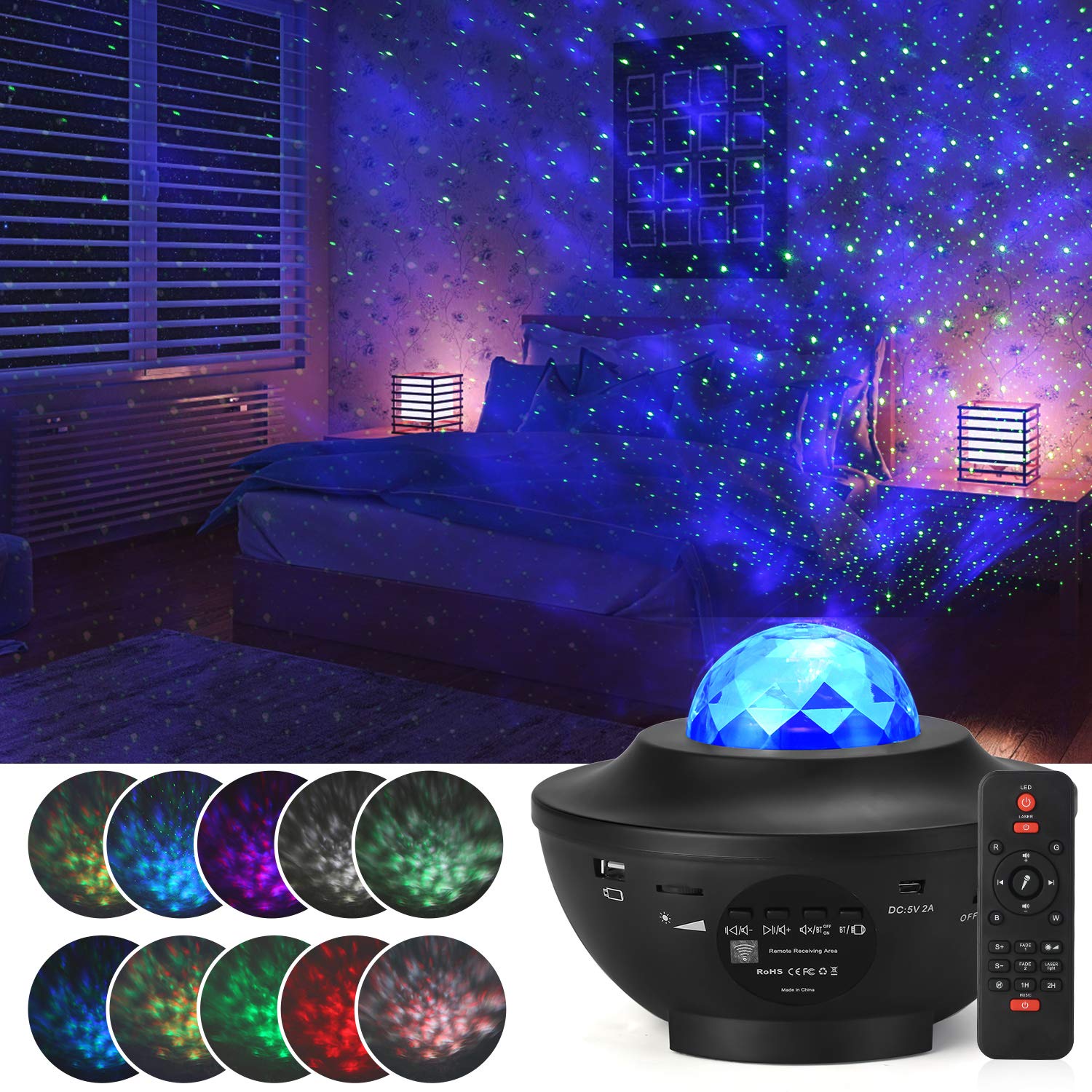 Star Projector Night Light, Adjustable Star Projector with 21 Lighting