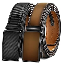 KEMISANT Men Belt 2 Pack, Leather Ratchet Belt Easy