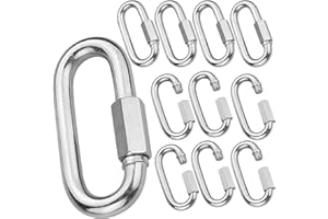 AKOLAFE 20 Pack Quick Link 3/16 Inch Chain Link M5 Stainless Steel Locking Carabiner Clip 330lbs Loading Oval Keychain Connec